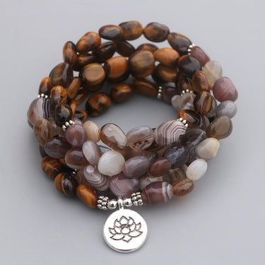 108 Unshaped Tiger Eye X Persian Gulf Onyx Beads Lotus Mala-Your Soul Place